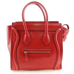 CELINE Luggage micro shopper Handbag Red leather Women